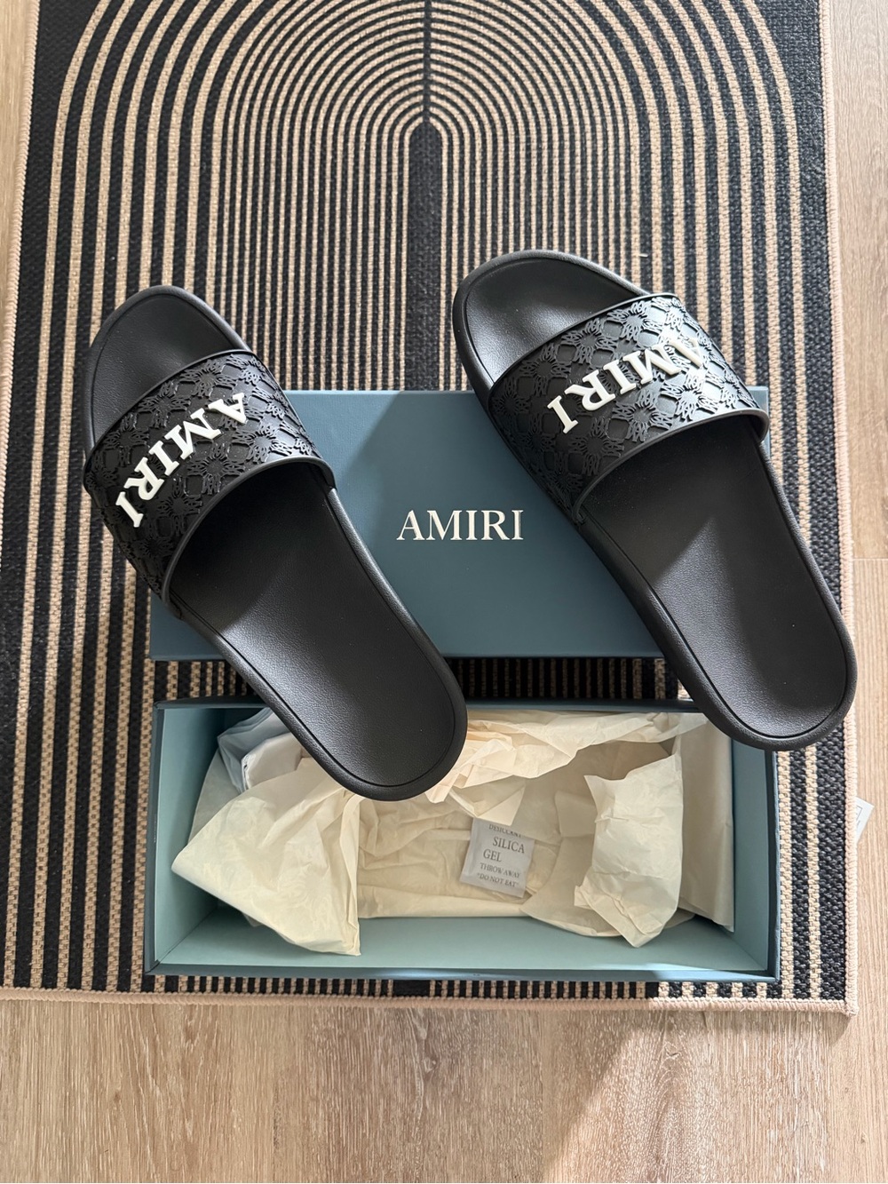 AMIRI Black Men's Logo Strap Slide Sandals